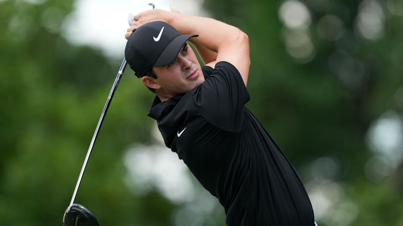 SILVIS, ILLINOIS - JULY 06: Davis Thompson of the United States hits his tee shot on the 15th hole during the third round of the John Deere Classic at TPC Deere Run on July 06, 2024 in Silvis, Illinois.