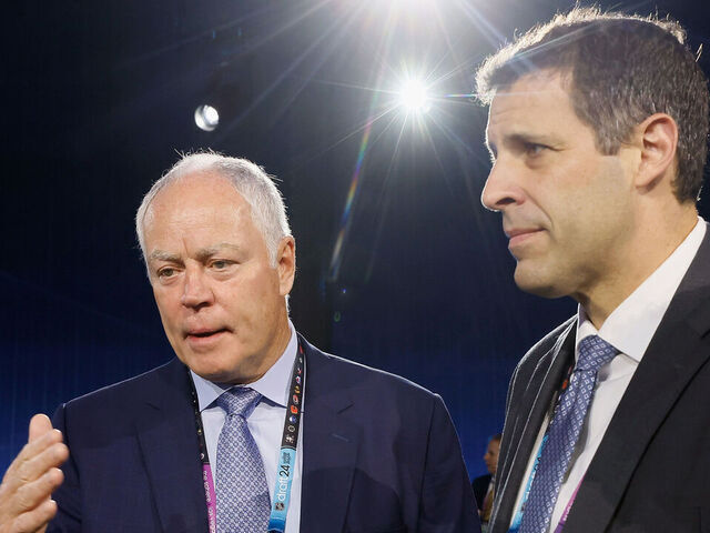 LAS VEGAS, NEVADA - JUNE 29: (l-r) Brian MacLellan and Chris Patrick of the Washington Capitals attends the NHL Draft at Sphere on June 29, 2024 in Las Vegas, Nevada.
