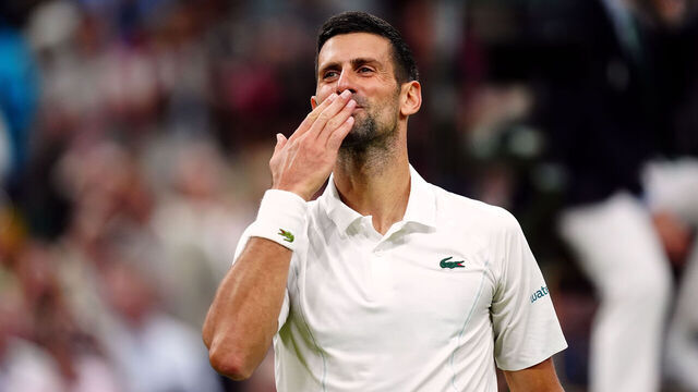 Novak Djokovic after beating Holger Rune on day eight of the 2024 Wimbledon Championships at the All England Lawn Tennis and Croquet Club, London. Picture date: Monday July 8, 2024.