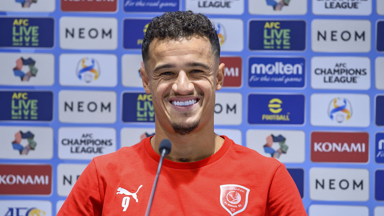 Qatars Al Duhail SC player Correia Coutinho Philippe attends a press conference ahead of the AFC Champions League Group E football match between Qatars Al Duhail SC and Saudi Arabias Al Nassr at Khalifa International Stadium in Doha, Qatar on 06 November 2023.