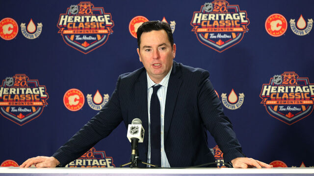 EDMONTON, ALBERTA - OCTOBER 29: Head coach Jay Woodcroft of the Edmonton Oilers attends a press conference after the 2023 Tim Hortons NHL Heritage Classic between the Calgary Flames and the Edmonton Oilers at Commonwealth Stadium on October 29, 2023 in Edmonton, Alberta.