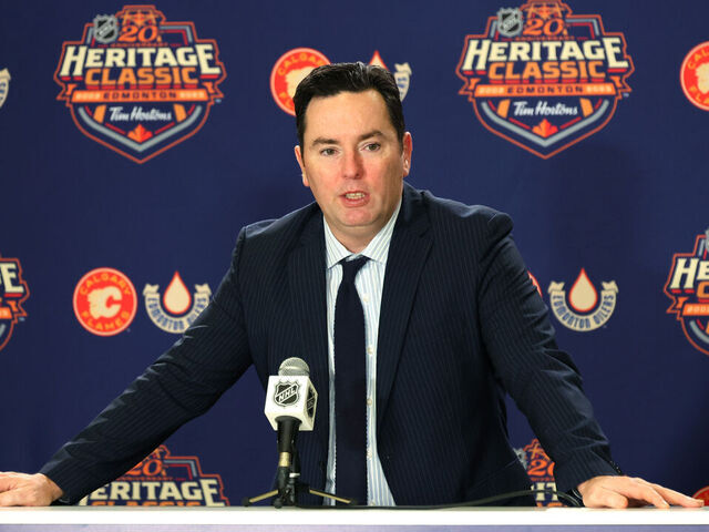 EDMONTON, ALBERTA - OCTOBER 29: Head coach Jay Woodcroft of the Edmonton Oilers attends a press conference after the 2023 Tim Hortons NHL Heritage Classic between the Calgary Flames and the Edmonton Oilers at Commonwealth Stadium on October 29, 2023 in Edmonton, Alberta.
