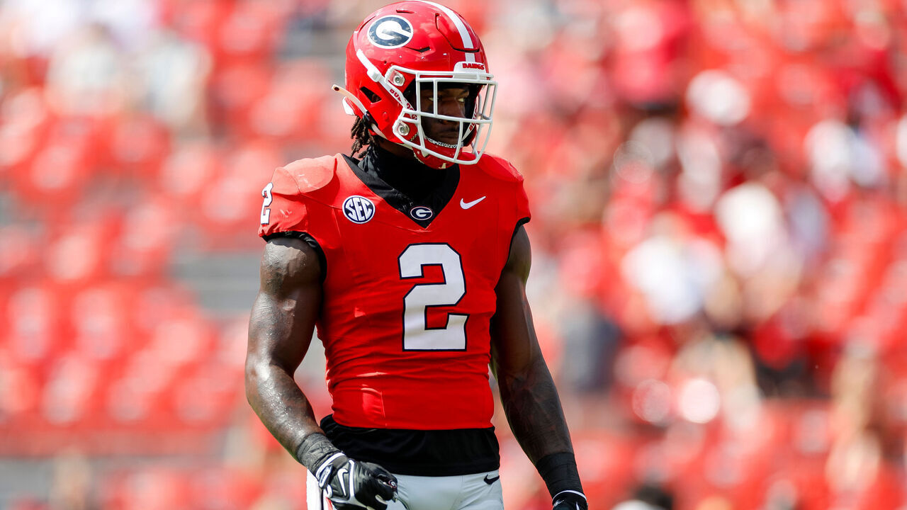 ATHENS, GEORGIA - SEPTEMBER 9: Smael Mondon Jr. #2 of the Georgia Bulldogs warms up prior to the game against the Ball State Cardinals at Sanford Stadium on September 9, 2023 in Athens, Georgia.