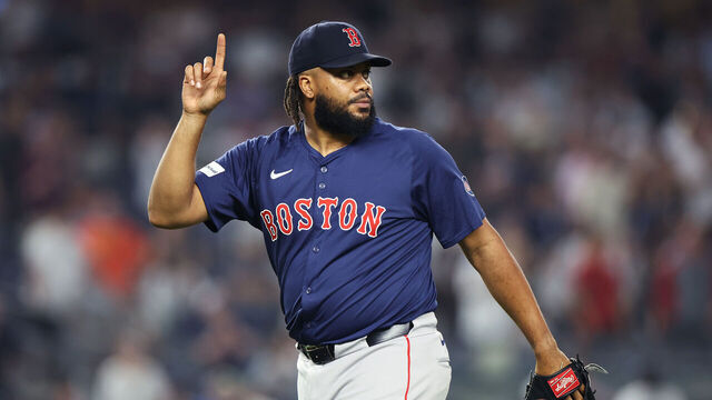 NEW YORK, NEW YORK - JULY 05: Kenley Jansen #74 of the Boston Red Sox reacts after defeating the New York Yankees at Yankee Stadium on July 05, 2024 in the Bronx borough of New York City.