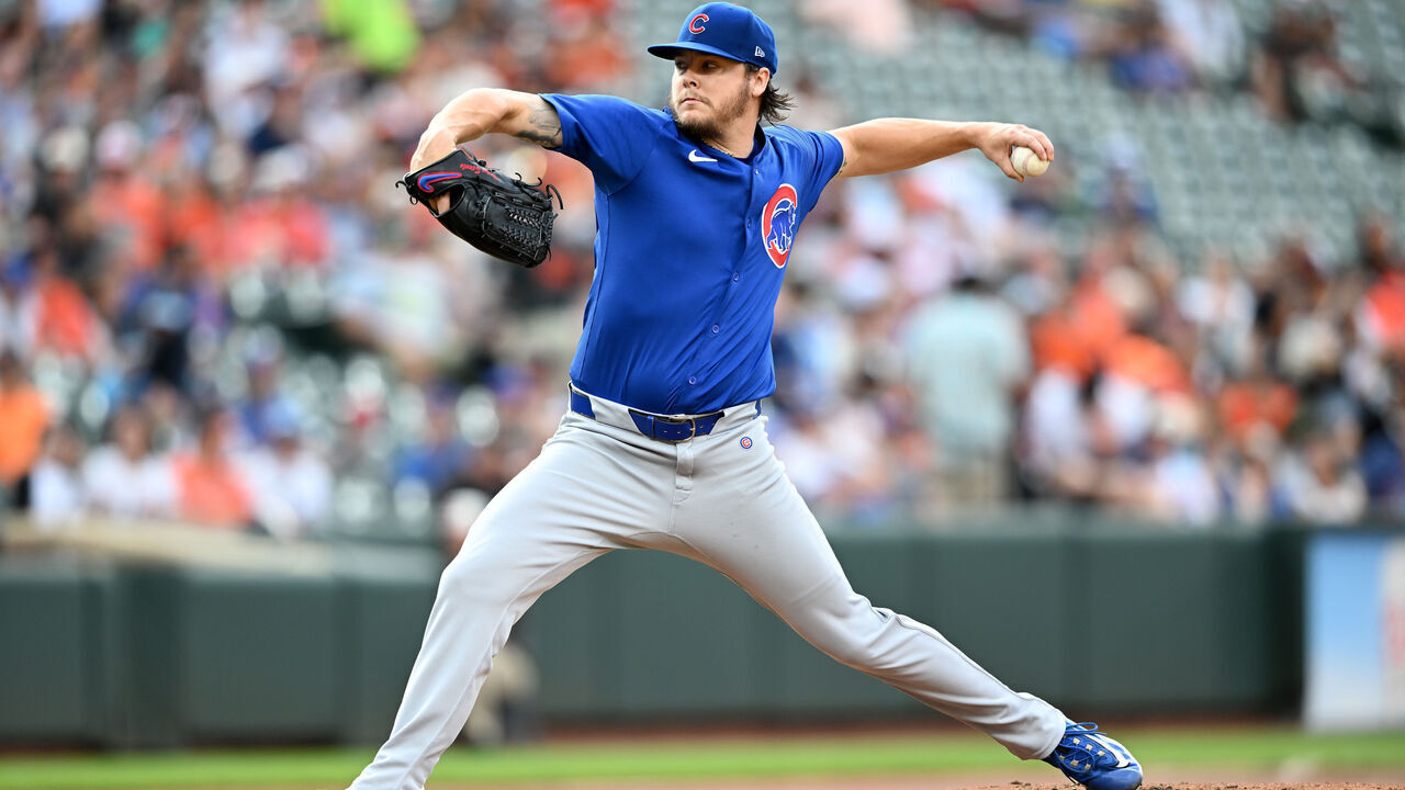 BALTIMORE, MARYLAND - JULY 11: Justin Steele #35 of the Chicago Cubs pitches in the first inning against the Baltimore Orioles at Oriole Park at Camden Yards on July 11, 2024 in Baltimore, Maryland.