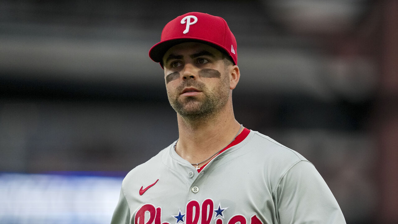 DETROIT, MICHIGAN - JUNE 25: Whit Merrifield #9 of the Philadelphia Phillies looks on against the Detroit Tigers at Comerica Park on June 25, 2024 in Detroit, Michigan.