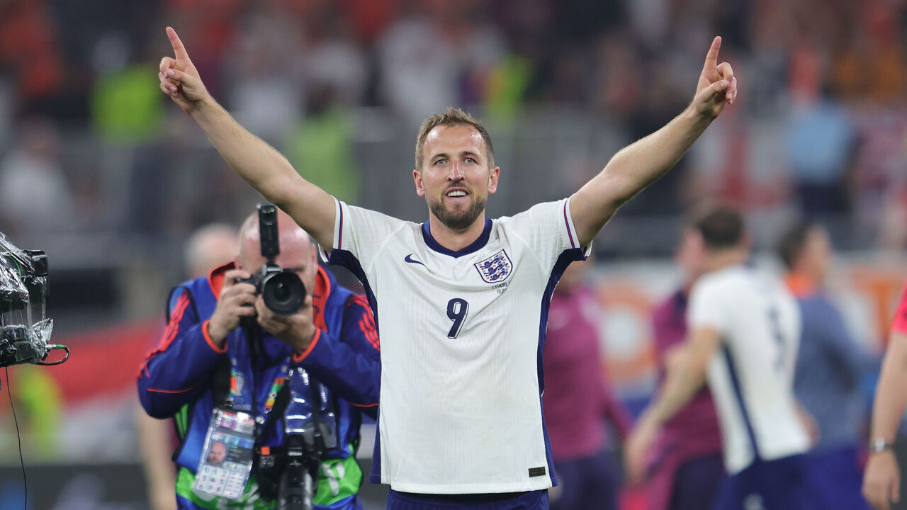 DORTMUND, GERMANY - JULY 10: Harry Kane of England Jubilation at reaching the final after the UEFA EURO 2024 semi-final match between Netherlands and England at Football Stadium Dortmund on July 10, 2024 in Dortmund, Germany.