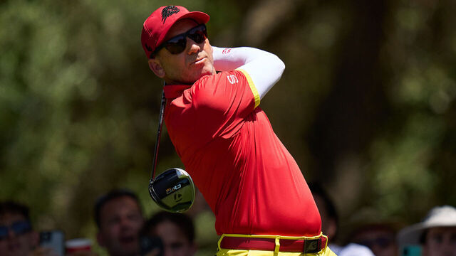 SOTOGRANDE, SPAIN - JULY 14: Sergio Garcia of Fireballs GC tees off on the seventh hole during day three of the LIV Golf Andalucia at Real Club Valderrama on July 14, 2024 in Sotogrande, Spain.