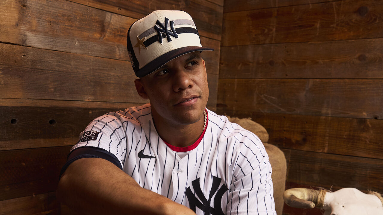 ARLINGTON, TX - JULY 15: Juan Soto #22 of the New York Yankees during the 2024 MLB All-Star Player Portraits at Globe Life Field on Monday, July 15, 2024 in Arlington, Texas.