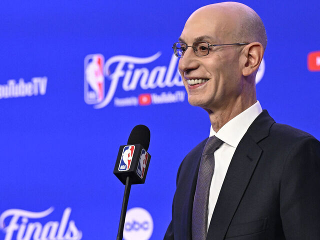 BOSTON, MA - JUNE 6: NBA Commissioner, Adam Silver speaks during a press conference before Game 1 of the 2024 NBA Finals between the Dallas Mavericks and the Boston Celtics on June 6, 2024 at the TD Garden in Boston, Massachusetts. Mandatory Copyright Notice: Copyright 2024 NBAE