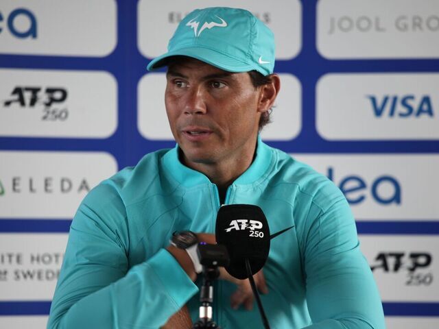 15 July 2024, Sweden, Bastad: Spanish tennis pro Rafael Nadal speaks at a press conference. A month and a half after his first-round exit at the French Open, the former world number one returned to the ATP Tour with a solid win in the doubles alongside Norwegian Casper Ruud. Photo: Steffen Trumpf/dpa