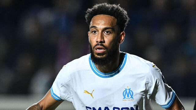 BERGAMO, ITALY - MAY 09: Pierre Emerick Aubameyang of Olympique de Marseille looks during the UEFA Europa League 2023/24 Semi-Final second leg match between Atalanta BC and Olympique de Marseille at Stadio Atleti Azzurri d'Italia on May 09, 2024 in Bergamo, Italy.