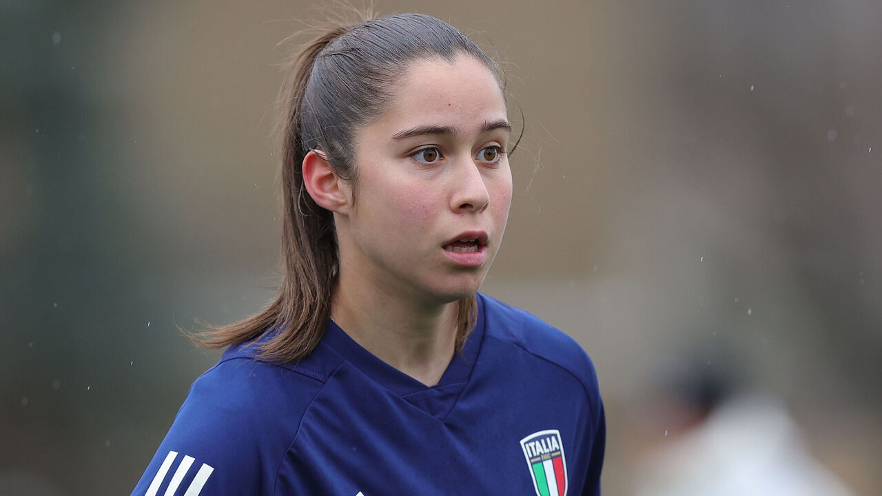 FLORENCE, ITALY - FEBRUARY 26: Giulia Dragoni of Italy Women looks on during Italy Women Training Session at Centro Tecnico Federale di Coverciano on February 26, 2024 in Florence, Italy.