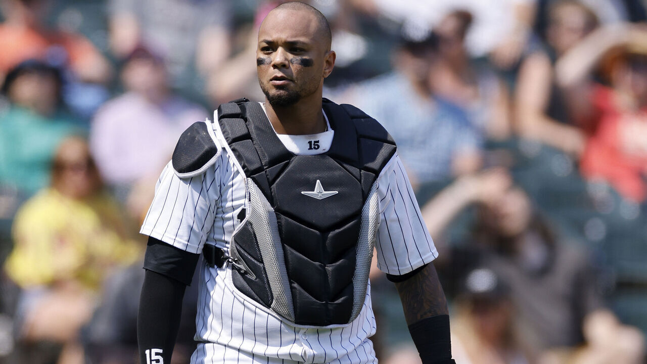 CHICAGO, IL - JUNE 20: Chicago White Sox catcher Martín Maldonado (15) looks on during an MLB game against the Houston Astros on June 20, 2024 at Guaranteed Rate Field in Chicago, Illinois.