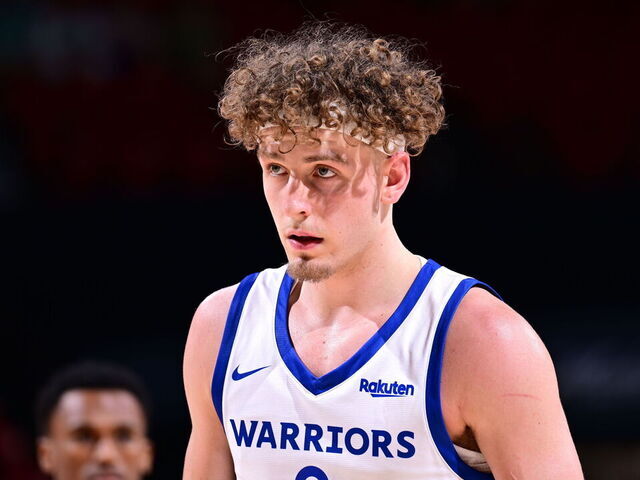 LAS VEGAS, NV - JULY 13: Brandin Podziemski #2 of the Golden State Warriors looks on during the game against the Phoenix Suns on July 13, 2024 at the Thomas & Mack Center in Las Vegas, Nevada. Mandatory Copyright Notice: Copyright 2024 NBAE