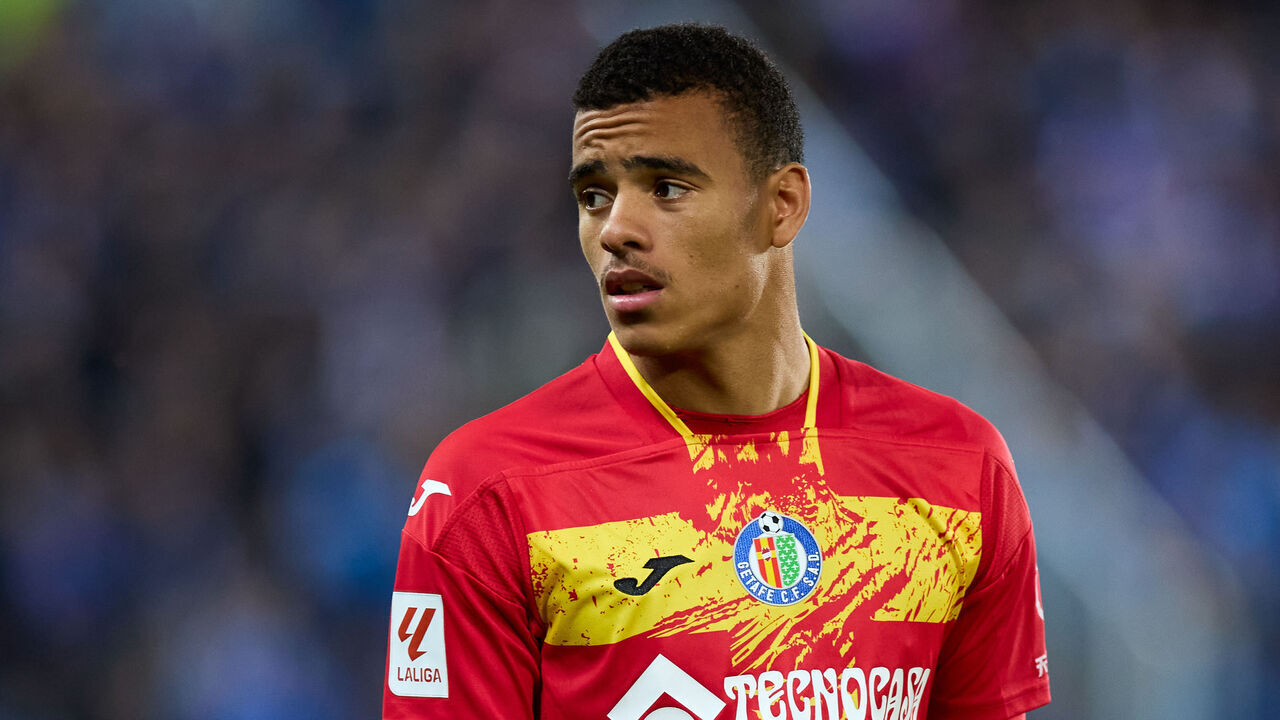 VITORIA, SPAIN - MAY 18: Mason Greenwood of Getafe CF looks on during the LaLiga EA Sports match between Deportivo Alaves and Getafe CF at Mendizorrotza on May 18, 2024, in Vitoria, Spain.