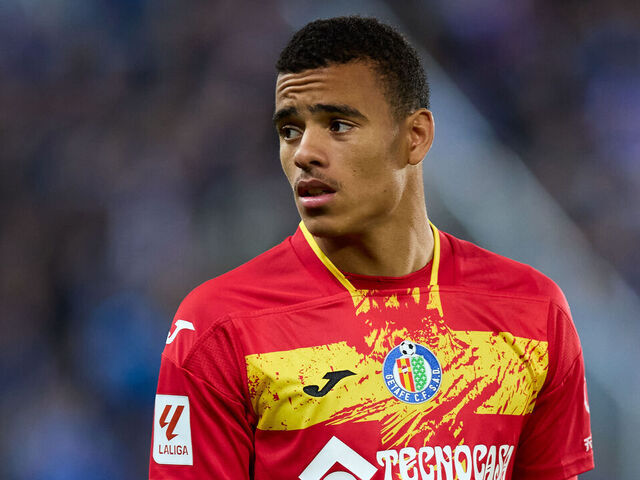VITORIA, SPAIN - MAY 18: Mason Greenwood of Getafe CF looks on during the LaLiga EA Sports match between Deportivo Alaves and Getafe CF at Mendizorrotza on May 18, 2024, in Vitoria, Spain.
