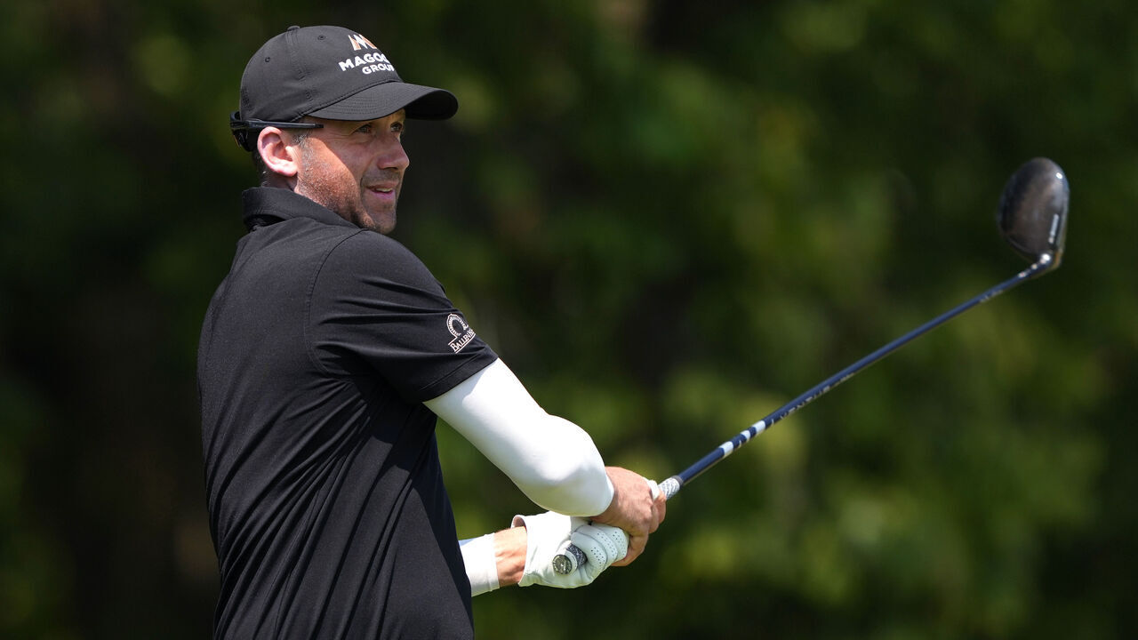 NICHOLASVILLE, KENTUCKY - JULY 12: Ben Silverman of Canada plays his shot from the third tee during the second round of the Kentucky Championship at Keene Trace Golf Club on July 12, 2024 in Nicholasville, Kentucky.