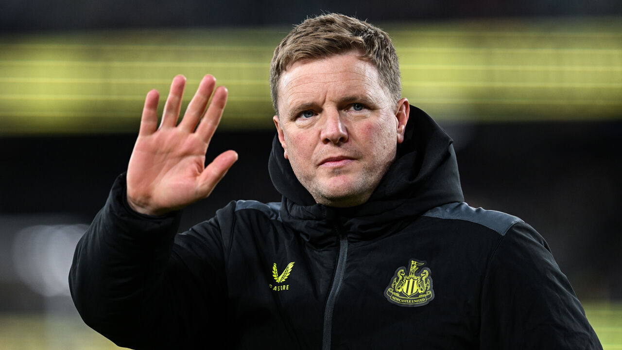 MELBOURNE, AUSTRALIA - MAY 24: Newcastle United Head Coach Eddie Howe waves to the fans during the Global Football Week exhibition match between A-League All Stars Men and Newcastle United FC at Marvel Stadium on May 24, 2024 in Melbourne, Australia.