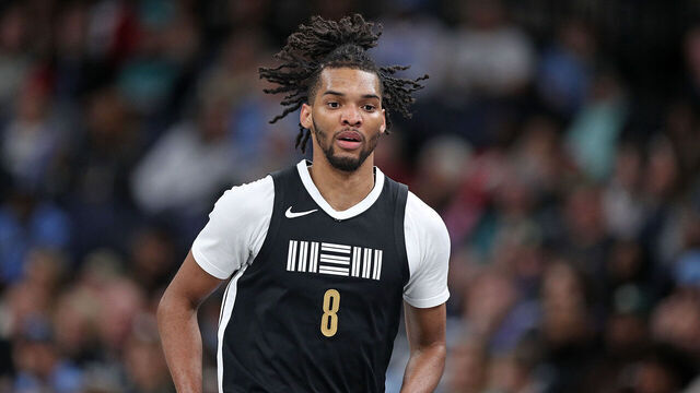 MEMPHIS, TENNESSEE - FEBRUARY 23: Ziaire Williams #8 of the Memphis Grizzlies looks on during the game against the Los Angeles Clippers at FedExForum on February 23, 2024 in Memphis, Tennessee.
