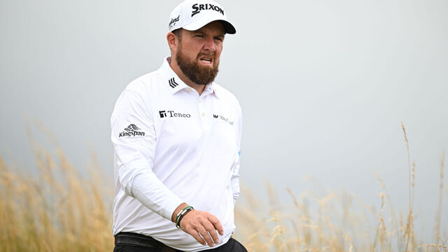 TROON, SCOTLAND - JULY 19: Shane Lowry of Ireland reacts on the 13th hole on day two of The 152nd Open championship at Royal Troon on July 19, 2024 in Troon, Scotland.