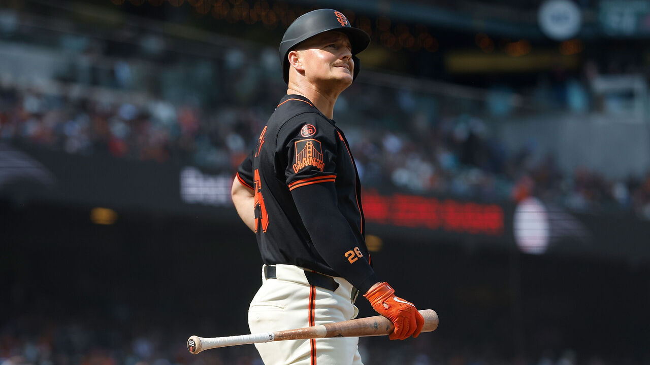 SAN FRANCISCO, CALIFORNIA - JULY 13: Matt Chapman #26 of the San Francisco Giants looks on while at bat against the Minnesota Twins at Oracle Park on July 13, 2024 in San Francisco, California.