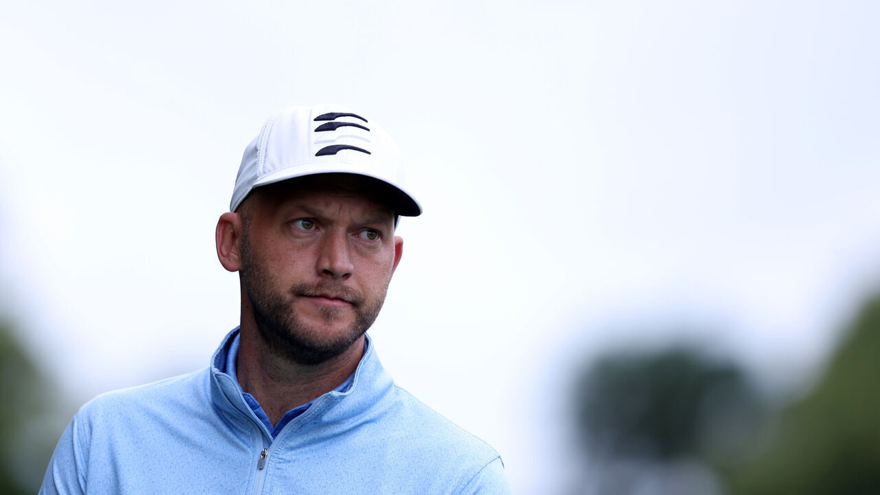 CHIPPENHAM, ENGLAND - JULY 16: Daniel Brown of Sene Valley Golf club is seen on the 9th hole during day one of the English PGA Championship at Bowood Golf Course on July 16, 2024 in Chippenham, England.