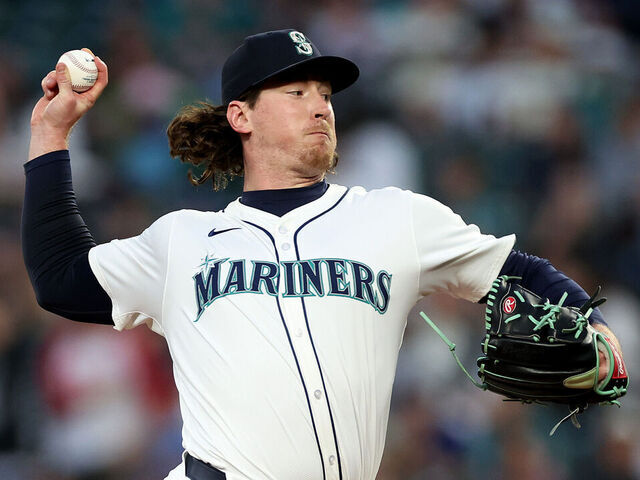 SEATTLE, WASHINGTON - JULY 02: Mike Baumann #53 of the Seattle Mariners pitches against the Baltimore Orioles at T-Mobile Park on July 02, 2024 in Seattle, Washington.