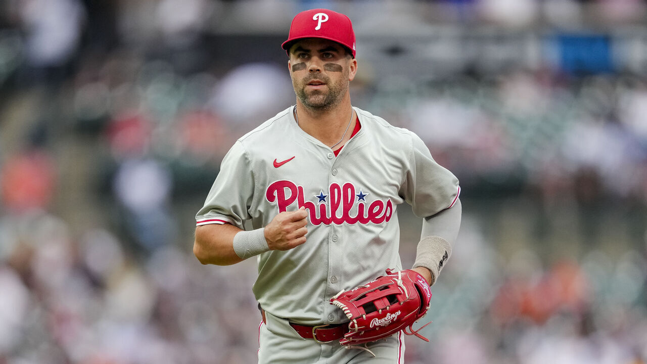 DETROIT, MICHIGAN - JUNE 25: Whit Merrifield #9 of the Philadelphia Phillies looks on against the Detroit Tigers at Comerica Park on June 25, 2024 in Detroit, Michigan.