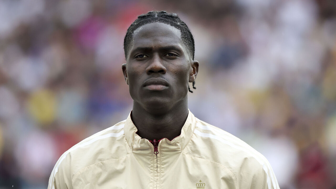 STUTTGART, GERMANY - JUNE 26: Amadou Onana #24 of Belgium looks on before the UEFA EURO 2024 group stage match between Ukraine and Belgium at Stuttgart Arena on June 26, 2024 in Stuttgart, Germany.
