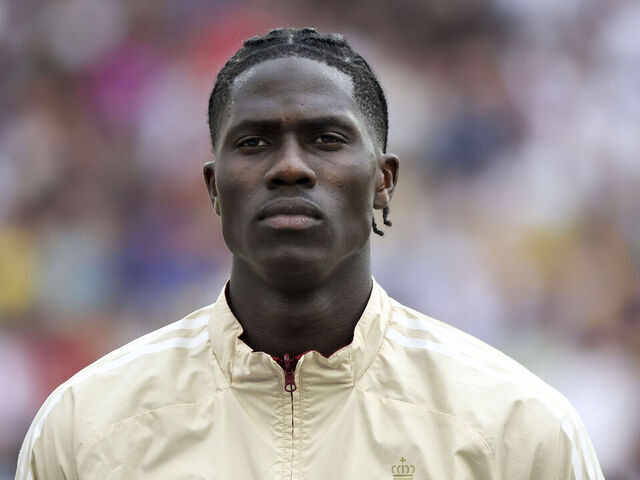 STUTTGART, GERMANY - JUNE 26: Amadou Onana #24 of Belgium looks on before the UEFA EURO 2024 group stage match between Ukraine and Belgium at Stuttgart Arena on June 26, 2024 in Stuttgart, Germany.