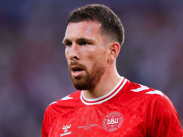 DORTMUND, GERMANY - JUNE 29: Pierre-Emile Hojbjerg of Denmark during the UEFA EURO 2024 round of 16 match between Germany and Denmark at Football Stadium Dortmund on June 29, 2024 in Dortmund, Germany.