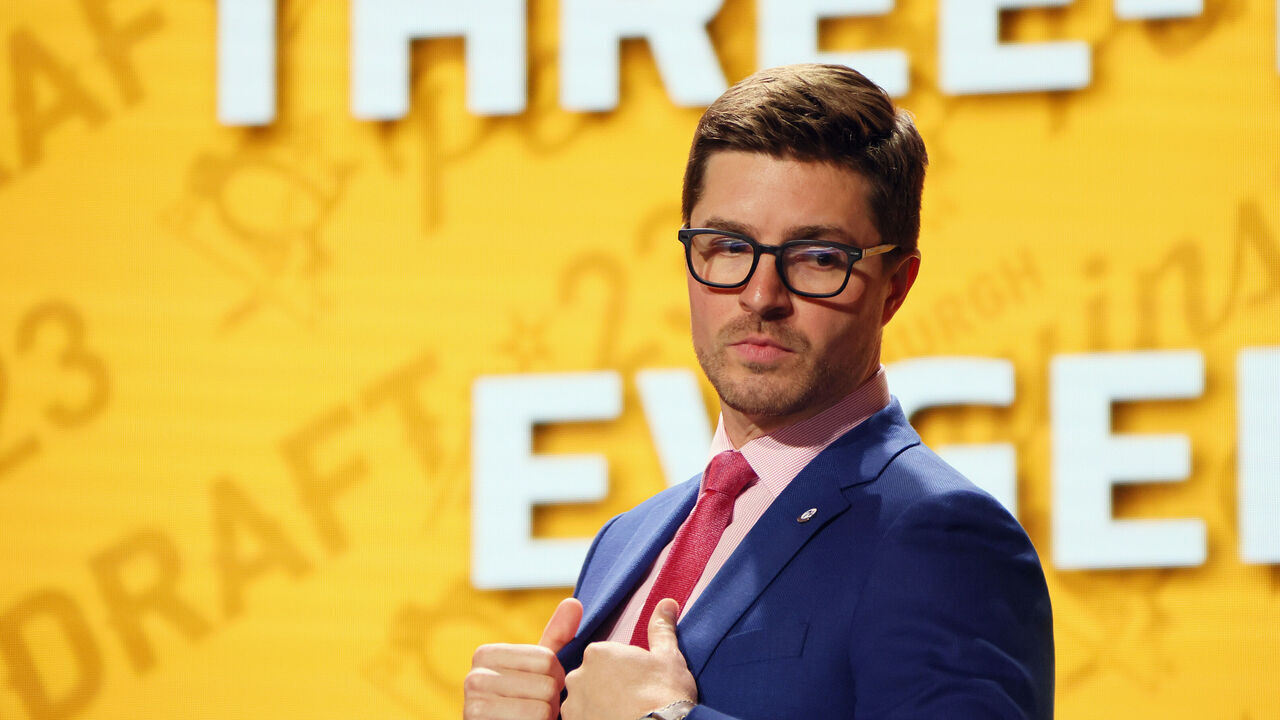 NASHVILLE, TENNESSEE - JUNE 28: Kyle Dubas of the Pittsburgh Penguins attends the 2023 NHL Draft at the Bridgestone Arena on June 28, 2023 in Nashville, Tennessee.