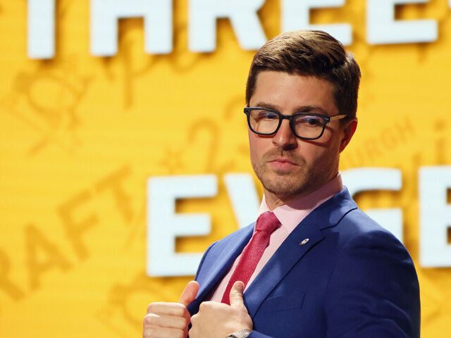 NASHVILLE, TENNESSEE - JUNE 28: Kyle Dubas of the Pittsburgh Penguins attends the 2023 NHL Draft at the Bridgestone Arena on June 28, 2023 in Nashville, Tennessee.