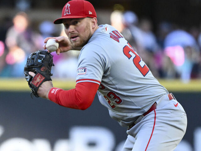 SEATTLE, WASHINGTON - JULY 23: Brandon Drury #23 of the Los Angeles Angels makes a to first base during the first inning against the Seattle Mariners at T-Mobile Park on July 23, 2024 in Seattle, Washington.