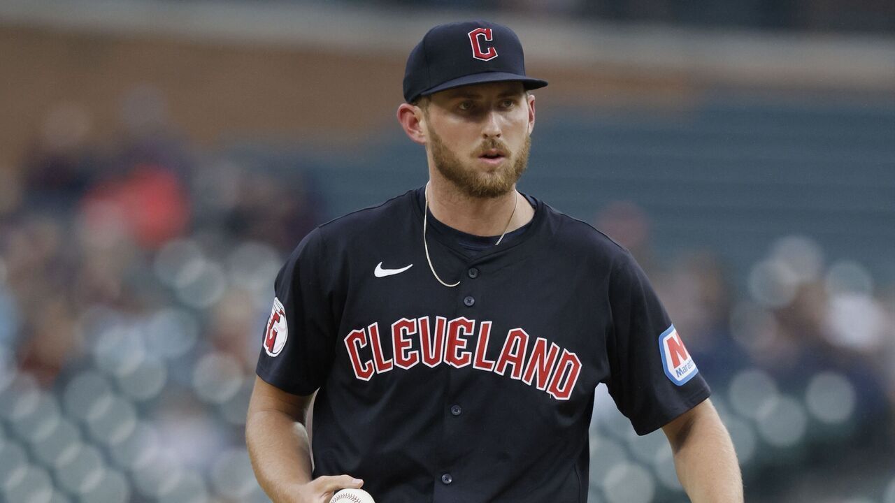 DETROIT, MI - JULY 10: Tanner Bibee #28 of the Cleveland Guardians pitches against the Detroit Tigers during the second inning at Comerica Park on July 10, 2024 in Detroit, Michigan.