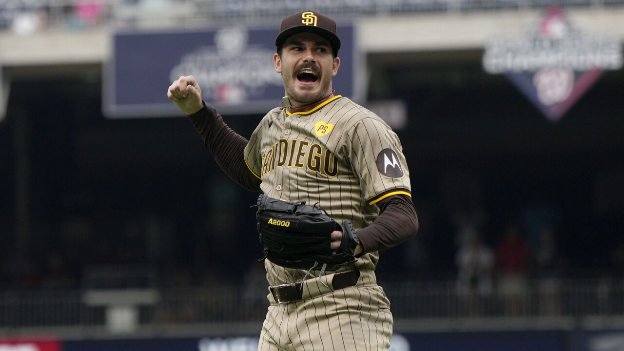 WASHINGTON, DC - JULY 25: Dylan Cease #84 of the San Diego Padres celebrates after throwing a no-hitter against the Washington Nationals at Nationals Park on July 25, 2024 in Washington, DC.