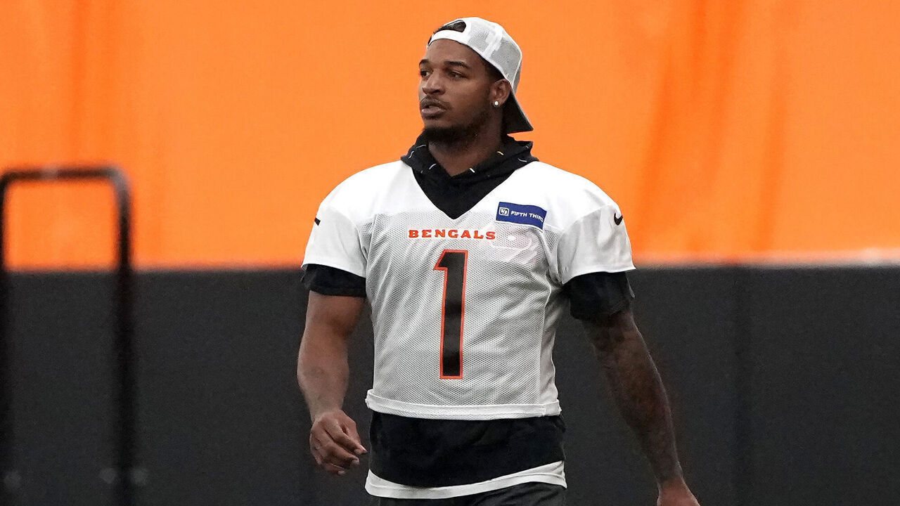 CINCINNATI, OHIO - JUNE 12: Ja'Marr Chase #1 of the Cincinnati Bengals walks across the field during mandatory minicamp at the IEL Indoor Facility on June 12, 2024 in Cincinnati, Ohio.
