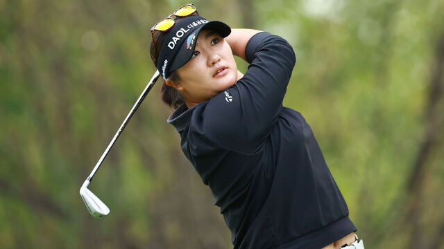 CALGARY, ALBERTA - JULY 27: Haeran Ryu of South Korea plays her shot from the 13th tee during the third round of the CPKC Women's Open at Earl Grey Golf Club on July 27, 2024 in Calgary, Alberta.