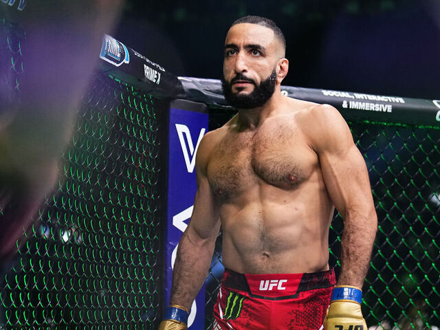 MANCHESTER, ENGLAND - JULY 27: Belal Muhammad prepares to face Leon Edwards of Jamaica in the UFC welterweight championship bout during the UFC 304 event at Co-op Live on July 27, 2024 in Manchester, England.