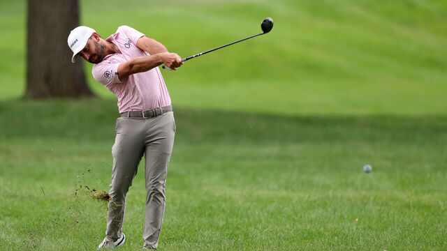 DETROIT, MICHIGAN - JUNE 28: Stephan Jaeger of Germany plays an approach shot on the 17th hole during the second round of the Rocket Mortgage Classic at Detroit Golf Club on June 28, 2024 in Detroit, Michigan.