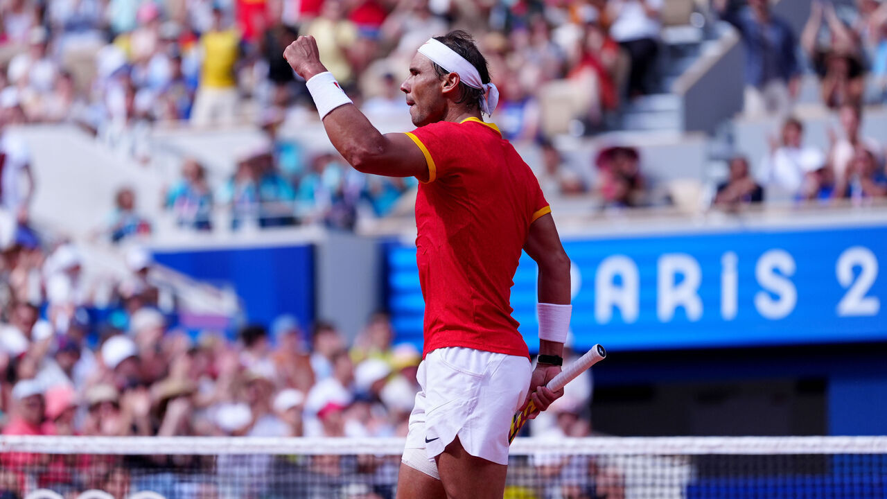 Spain's Rafael Nadal during the Men's Singles First Round match against Hungary's Marton Fucsovics (not pictured) at Roland-Garros, on the second day of the 2024 Paris Olympic Games in France. Picture date: Sunday July 28, 2024.