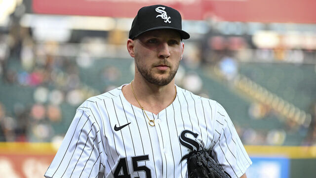 CHICAGO, ILLINOIS - MAY 10: Garrett Crochet #45 of the Chicago White Sox heads to the dugout after his warmup prior to a game. against the Cleveland Guardians at Guaranteed Rate Field on May 10, 2024 in Chicago, Illinois.