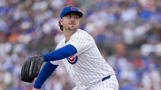 CHICAGO, ILLINOIS - JULY 24: Mark Leiter, Jr of the Chicago Cubs pitches against the Milwaukee Brewers at Wrigley Field on July 24, 2024 in Chicago, Illinois.
