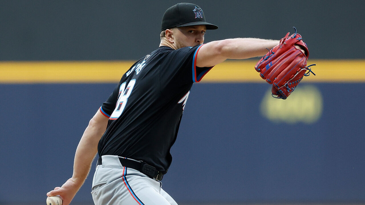 MILWAUKEE, WISCONSIN - JULY 26: Trevor Rogers #28 of the Miami Marlins throws a pitch against the Milwaukee Brewers at American Family Field on July 26, 2024 in Milwaukee, Wisconsin.