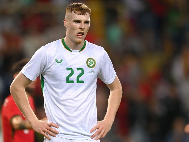 Aveiro , Portugal - 11 June 2024; Jake O'Brien of Republic of Ireland after the international friendly match between Portugal and Republic of Ireland at Estádio Municipal de Aveiro in Aveiro, Portugal.