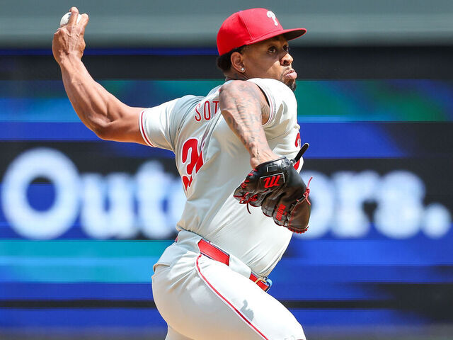MINNEAPOLIS, MINNESOTA - JULY 24: Gregory Soto #30 of the Philadelphia Phillies pitches against the Minnesota Twins during the ninth inning at Target Field on July 24, 2024 in Minneapolis, Minnesota. The Twins defeated the Phillies 5-4.