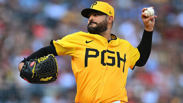 PITTSBURGH, PENNSYLVANIA - JULY 19: Martín Pérez #54 of the Pittsburgh Pirates in action during the game against the Philadelphia Phillies at PNC Park on July 19, 2024 in Pittsburgh, Pennsylvania.