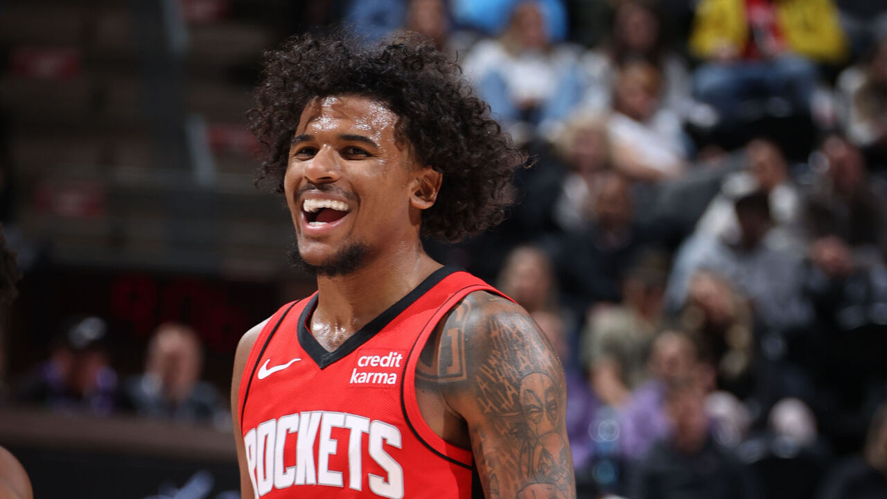 SALT LAKE CITY, UT - MARCH 29: Jalen Green #4 of the Houston Rockets celebrates during the game against the Utah Jazz on March 29, 2024 at Delta Center in Salt Lake City, Utah. Mandatory Copyright Notice: Copyright 2024 NBAE