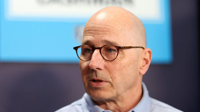 TAMPA, FL - FEBRUARY 15: Senior vice president and general manager Brian Cashman of the New York Yankees speaks during the 2024 Grapefruit League Spring Training Media Day at George M. Steinbrenner Field on Thursday, February 15, 2024 in Tampa, Florida.